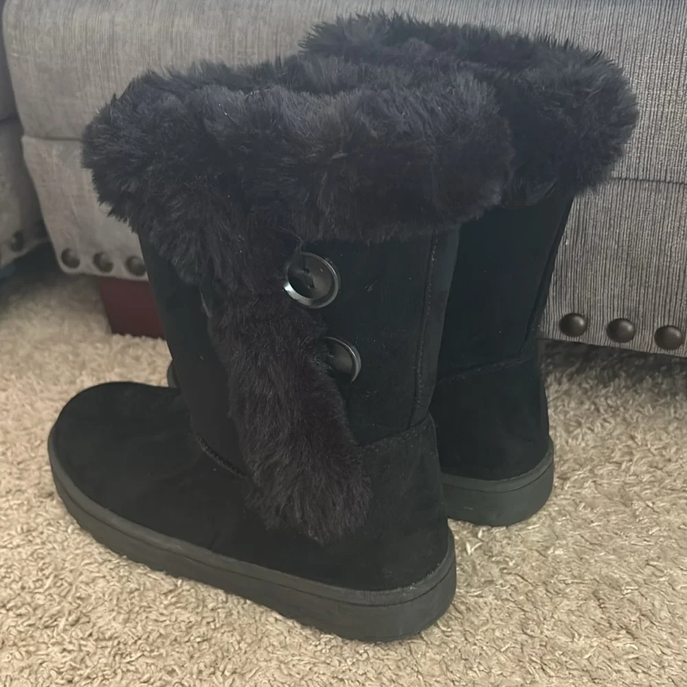 SO Girls Black Faux Fur Winter boots 4